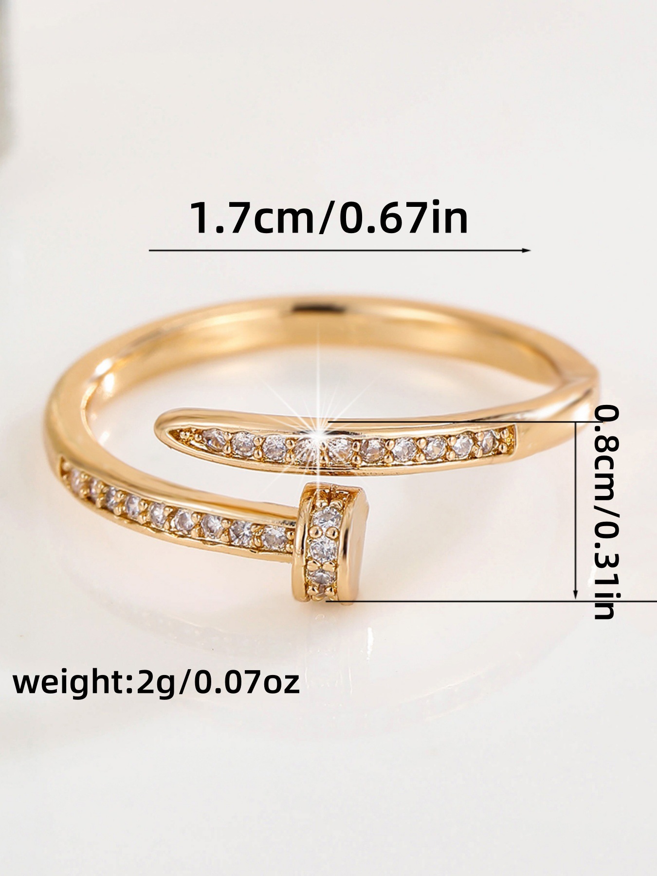 Hochwertiges Mikro-Pavé-Zirkonia-18K-Goldplattierter Nagel-Armband für Damen, europäisch-amerikanischer Luxus-Nischendesign