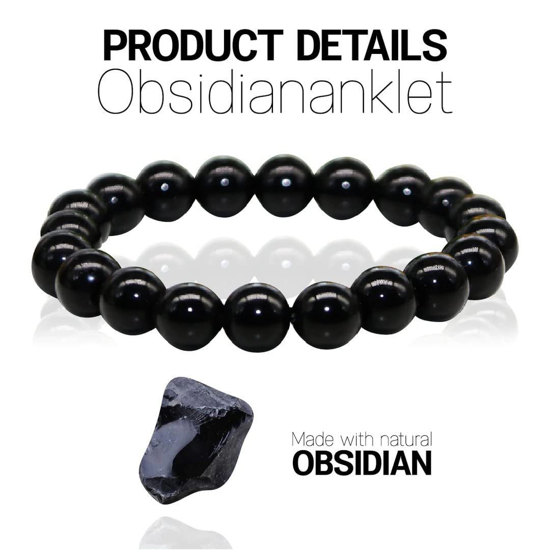 Amazon cross-border hot black obsidian slim anklet obsidian bracelet anklet black magnet anklet