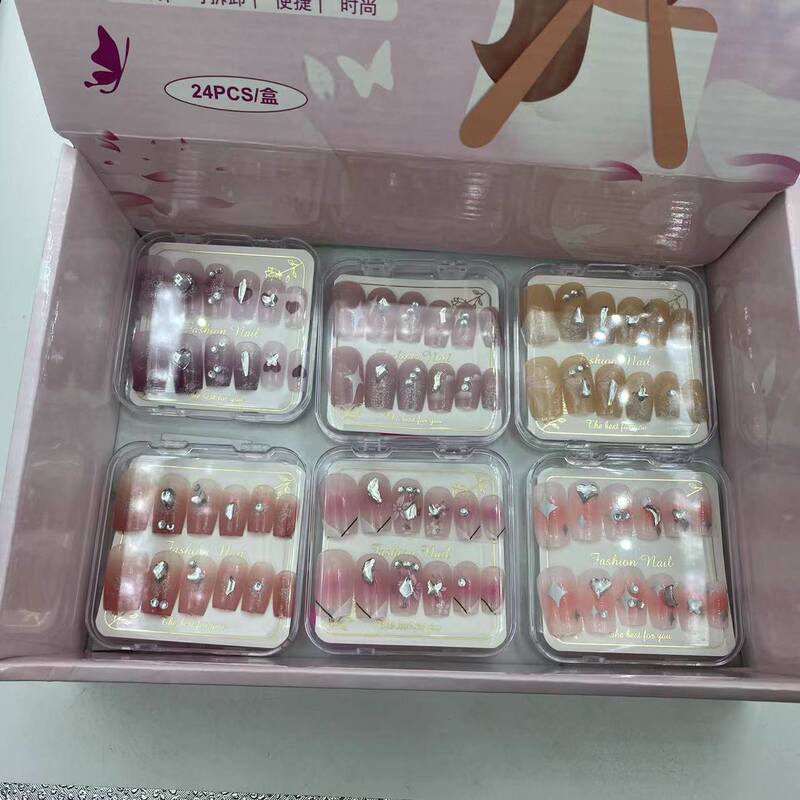Hot Selling New Fashion Short Style with Diamond Wearable Nails Exquisite Medium Packaging Cartoon High-End Square Transparent Box Short Nails Wholesale Hot Selling New Fashion Short Style with Diamond Wearable Nails Exquisite Medium Packaging Cartoon High-End Square Transparent Box Short Nails Wholesale
