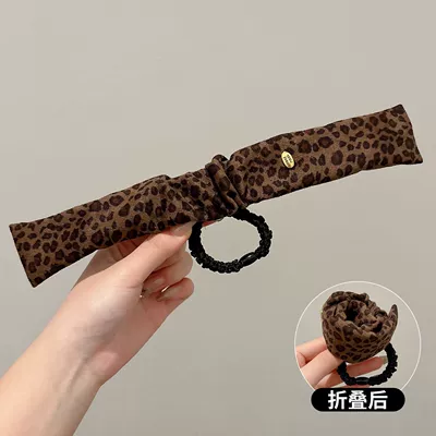 Bun Hair Tie, Saç üçün rezinlər - 1small-leopard-print-color-about-21cm-long-rubber-band-diameter-about-5cm