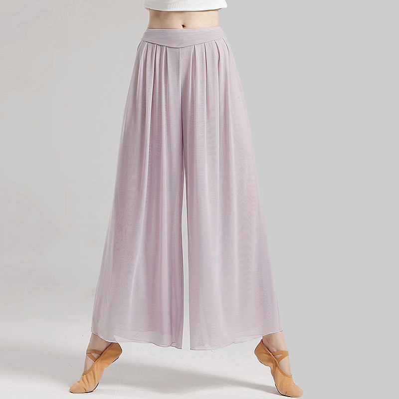 Chinese Style Dance Practice Clothing Women's Modern Classical Dance Elegant Trousers High Waist Mesh Wide Leg Pants Adult Autumn and Winter