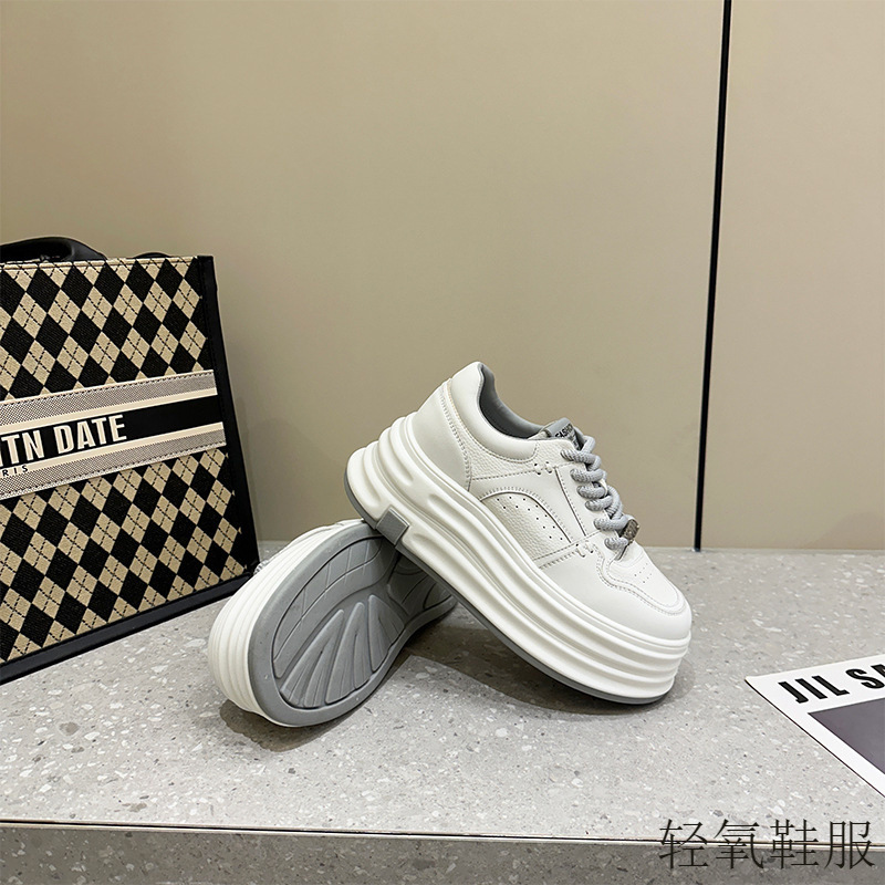 2025春夏秋厚底舒适耐磨防滑透气系带韩版内增高小白鞋女休闲鞋|undefined
