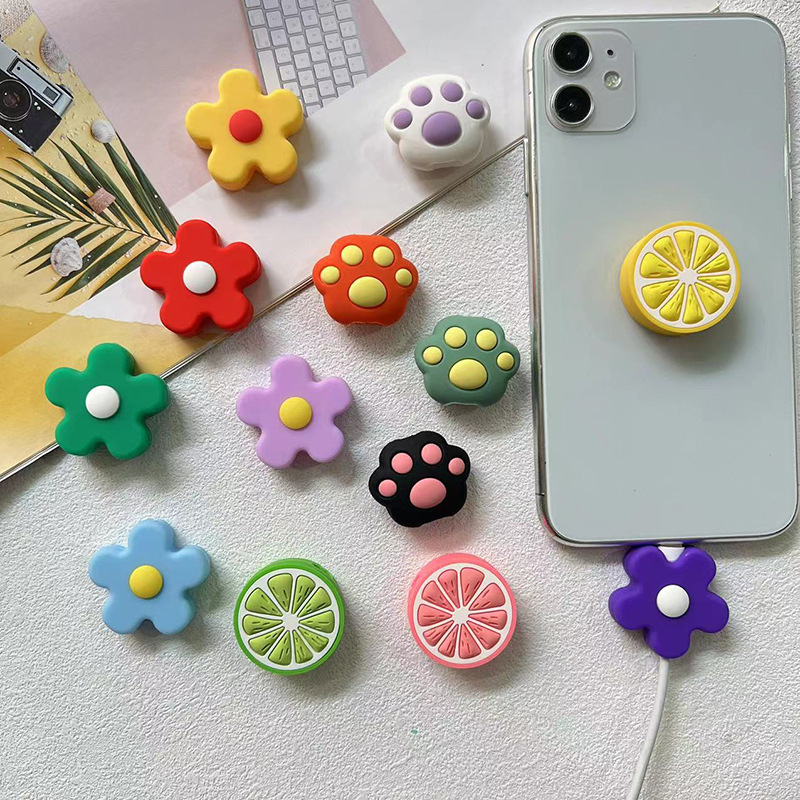 Huawei Data Cable Protective Head Cover Cartoon Cat Claw Anti-Breakage Ins Flower Apple Charging Cable Suitable for Ins Style Huawei Data Cable Protective Head Cover Cartoon Cat Claw Anti-Breakage Ins Flower Apple Charging Cable Suitable for Ins Style