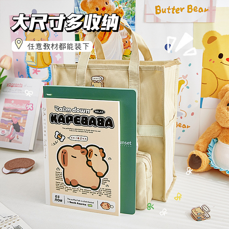 Bolso de matrícula de gran capacidad de dibujos animados para estudiantes de primaria, bolso para libros, estuche para lápices desmontables, bolso de mano de almacenamiento para tareas de recuperación para niñas