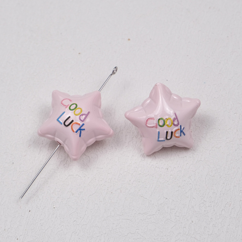 烤漆双面goodluck星星气球色穿孔珠包挂手机链条手链diy饰品配件|undefined