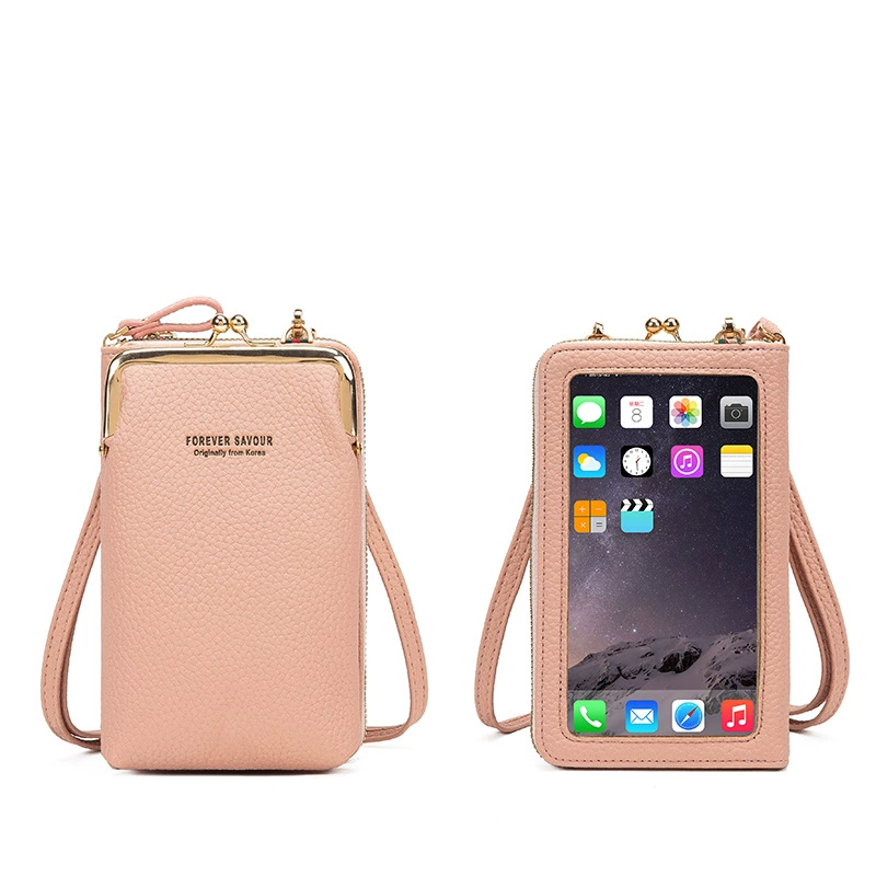 FOREVER SAVOUR Small Kids Wallet Shoulder Bag with Touch Screen Phone Pocket, City Style, 18x11x5 cm