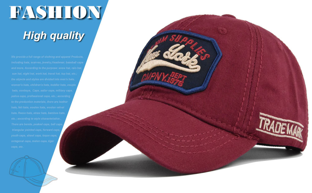 Baseballmütze mit 3D-Stickerei und Entenzunge, New York Washed, für Herren und Damen_voghion.com