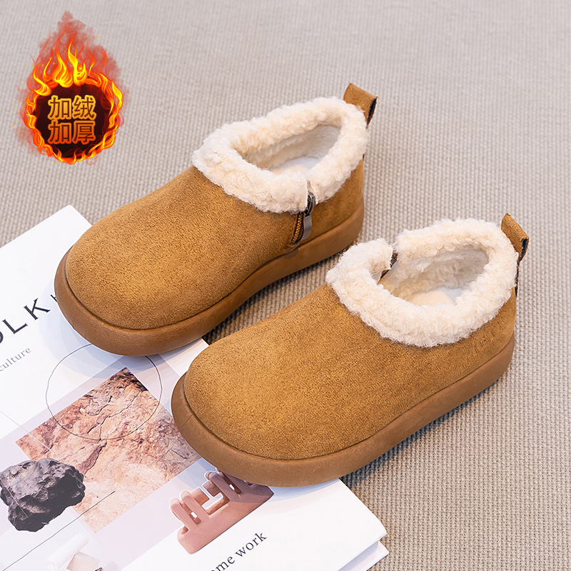 Zapatos de algodón de niñas para niños más vello y grueso botones de invierno 2026 nuevos zapatos de nieve de invierno de niñas cálidas