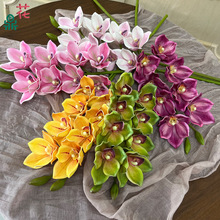 8头蕙兰 虎头兰 客厅电视柜茶几装饰插花绢花 户外背景摆件仿真花