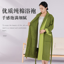 25款新疆棉出口长款秋冬厚款浴袍吸水速干睡袍男女纯棉毛巾料浴衣