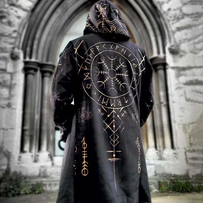 European and American Abstract Universe Retro Print Fleece-Lined Men's 3D Digital Print Loose Hooded Sweatshirt Cardigan Jacket 2