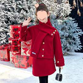 230克舒芙绒复合220克真超原版贴布绣裙子加内里三件套女童过年服