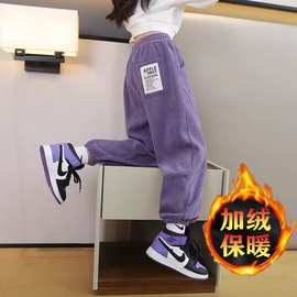 儿童裤子秋季2025新款女童运动裤外穿卫裤春秋装大童灯芯绒休闲裤