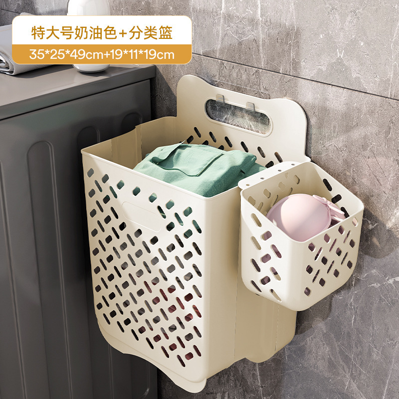 壁掛け洗濯かご家庭用折り畳み洗濯かご貯蔵物大収納かごプラスチック洗濯かご卸売り人形収納桶|undefined