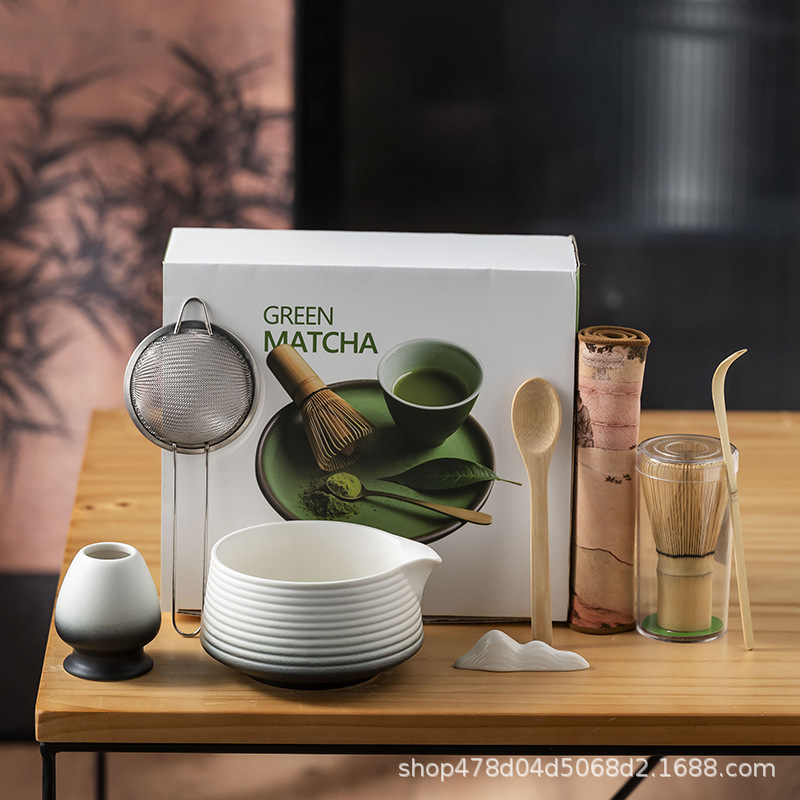 クロスボーダーインスタイル日本抹茶ボウル百本立茶こし8点セット抹茶茶器セットティーツール茶ブラシ|undefined