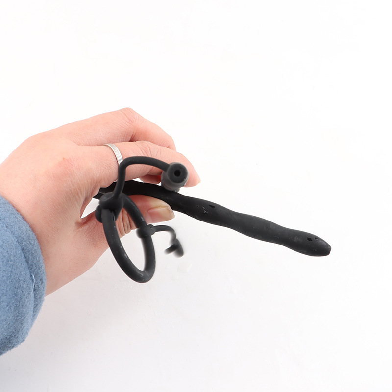 Extra-Long Hollow Silicone Urethral Sound, Ribbed Horse-Eye Rod, 35 cm — detail image 16