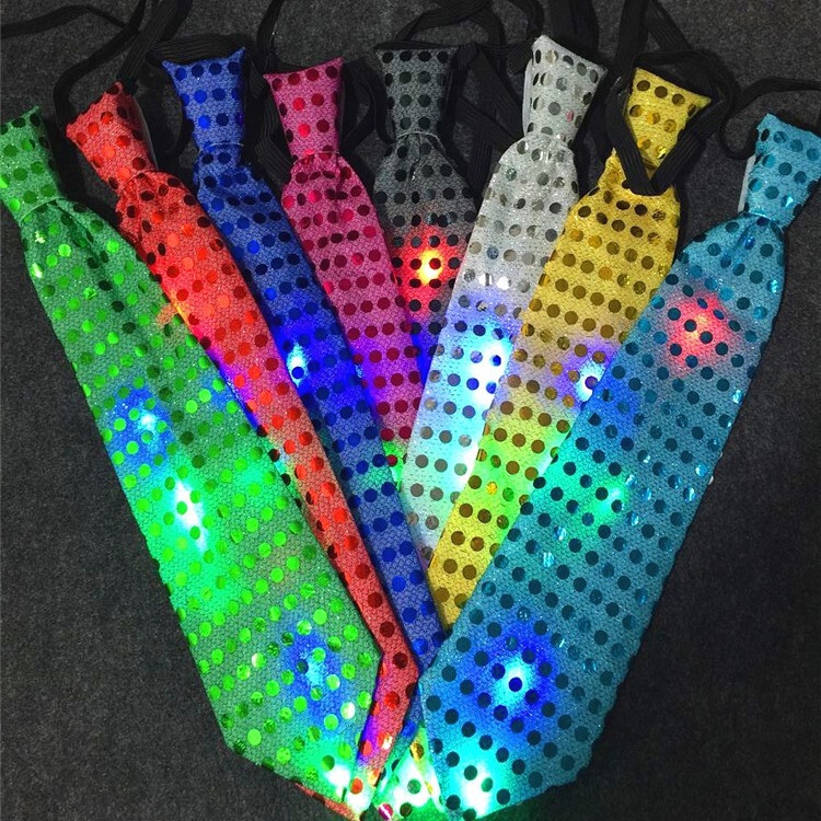 New Led Colorful Glitter Sequin Tie Unisex Luminous Bow Tie Bar Nightclub Party Props Trendy New Led Colorful Glitter Sequin Tie Unisex Luminous Bow Tie Bar Nightclub Party Props Trendy