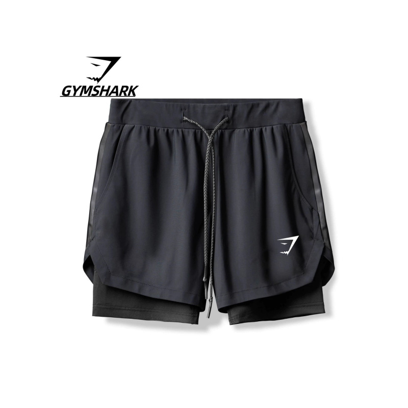 Gymshark Fitness Shorts Men's Summer Running Sports Double-Layer Elastic Quick-Drying Shorts Export Cross-Border Wholesale Gymshark Fitness Shorts Men's Summer Running Sports Double-Layer Elastic Quick-Drying Shorts Export Cross-Border Wholesale