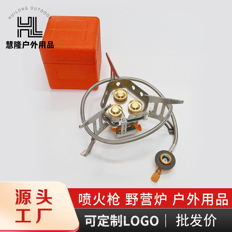 Outdoor Tea Stove, New Portable Cassette Stove, Windproof Stove, Gas Three-Core Copper Head Stove Burner for Camping