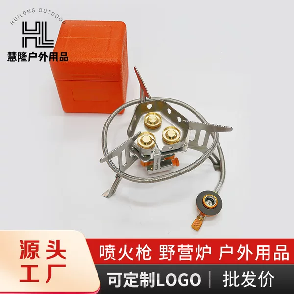 Outdoor Tea Stove, New Portable Cassette Stove, Windproof Stove, Gas Three-Core Copper Head Stove Burner for Camping