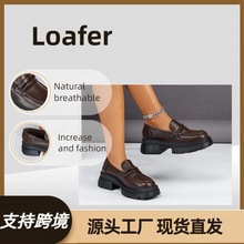 学院英伦风小皮鞋女2024新款秋季一脚蹬玛丽珍单鞋黑色厚底乐福鞋