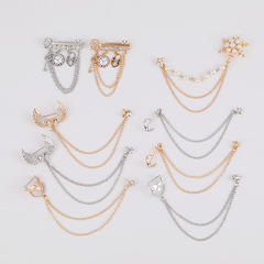 韓款金屬胸針男士西裝創意鏈條胸針飾品女士禮服合金裝飾多款可選