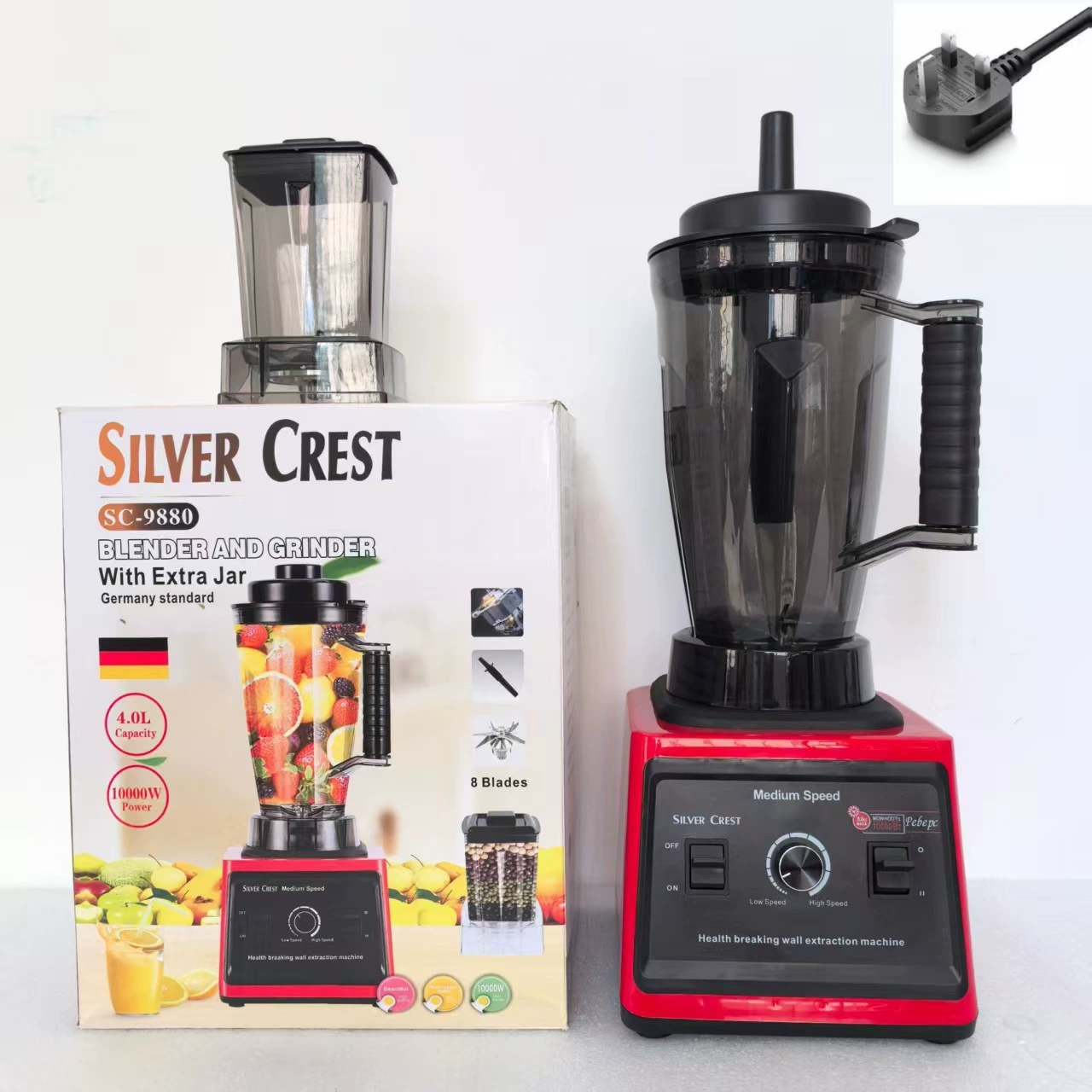 Cross-border 4L 8-in-1 blender for commercial use, stainless steel, high-power, pure copper mixer, meat grinder, crushed ice, juice extractor