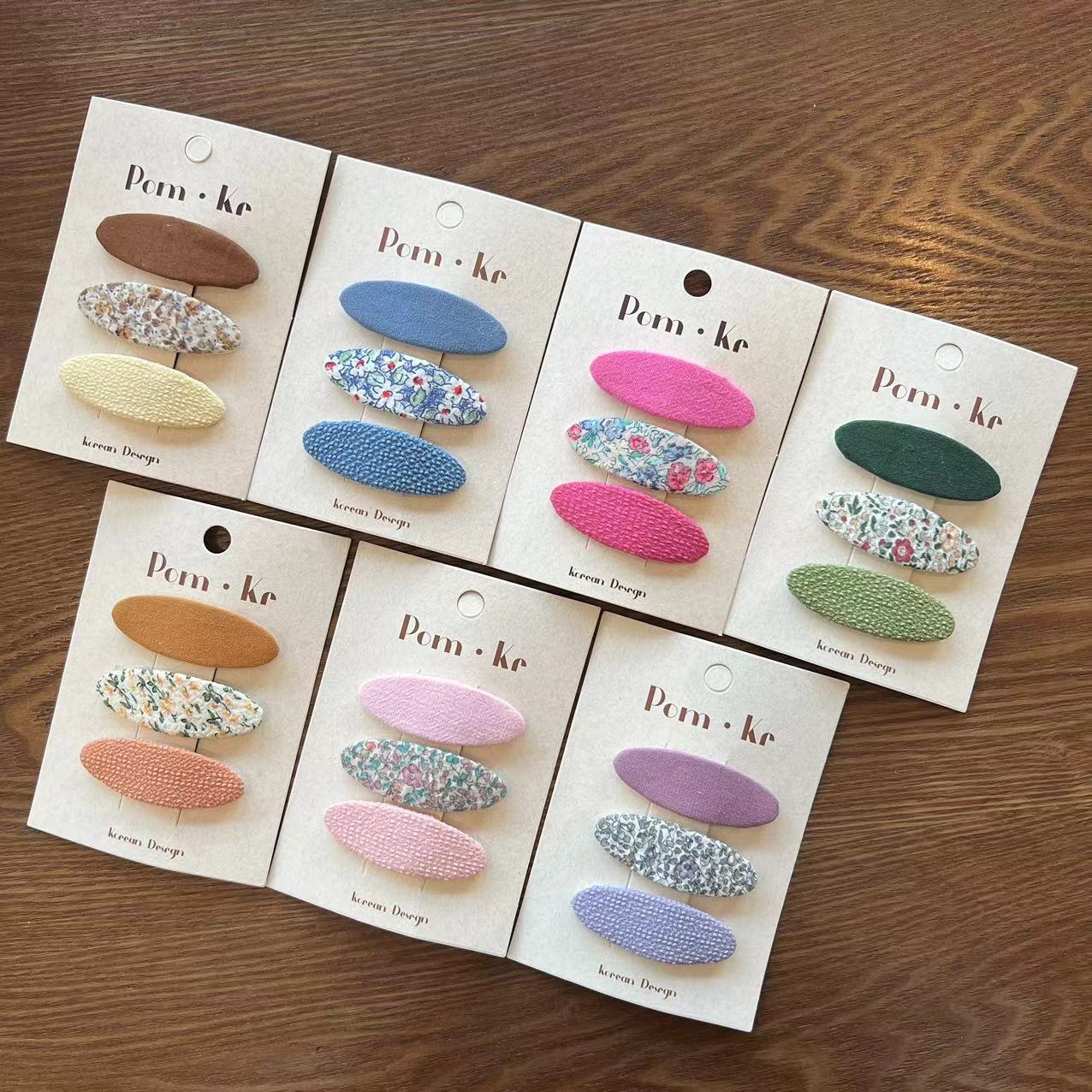 Oval, Flower Pattern Elegant Vintage Style Oval Flower Cloth Hair Clip