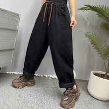 新款洋气牛仔哈伦裤女宽松长裤舒适显瘦运动潮款时尚百搭休闲裤