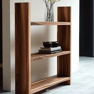 Old Elm Wood Display Rack for Home Use, Vintage Hotel Wall-Mounted Display Rack, Natural Wood Storage Rack, Floor-Standing Display Rack