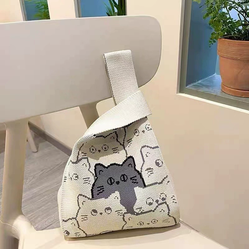 knitted котPattern кошелек: универсальная сумка через плечо/односторонняя, японский/корейский стиль пакет для продуктов