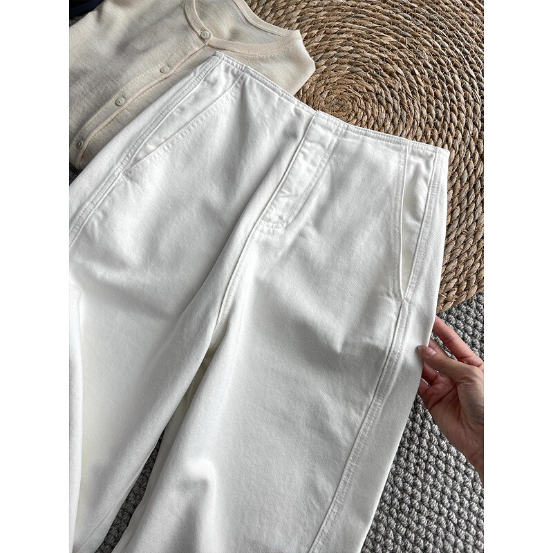 Highly Recommended! the Fit Is Absolutely Amazing! Imported Pure Cotton Sickle Jeans for Women, Cocoon-Shaped High-Waisted Slimming Cropped Pants