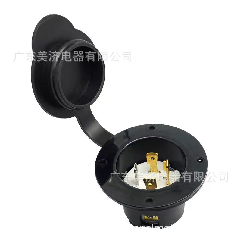 源头工厂 NEMA L14-30P Flanged inlet 30A带防尘盖 美规防水插头