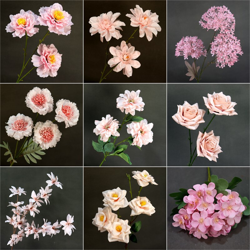 Jade Pink Artificial Flower Wedding Rose Fake Flower Wedding Hall Road Guide Window Decoration Silk Flower Arrangement Flower Material Waterfall Flower