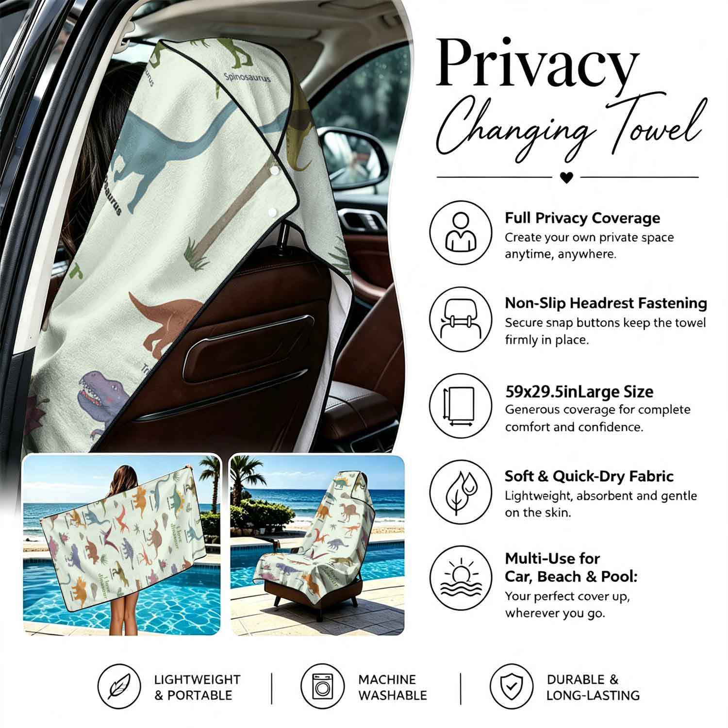 2-piece dual-use car seat cover, ultra-fine fiber, can be used as a beach towel, printed car protective seat cover 6