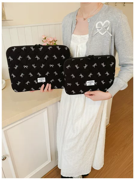 Korean gradient bow embroidered clutch bag for iPad 11inch tablet and laptop 14inch