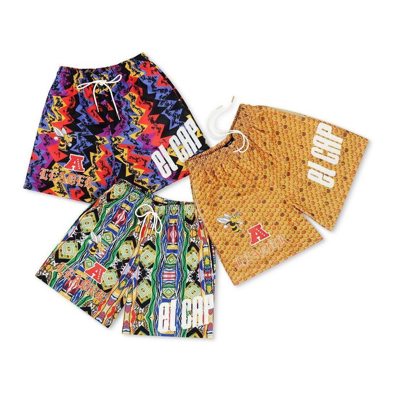 Men's Summer American Fashion Shorts Fitness Mesh Breathable Basketball Quick-drying Beach Loose Sports Casual Shorts