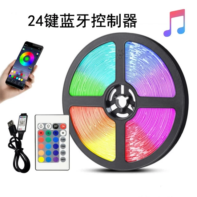 5V 2835 LED RGB световая панель для подсветки телевизора, 24-кнопочный инфракрасный пульт, Bluetooth, музыкальная многоцветная USB-подсветка