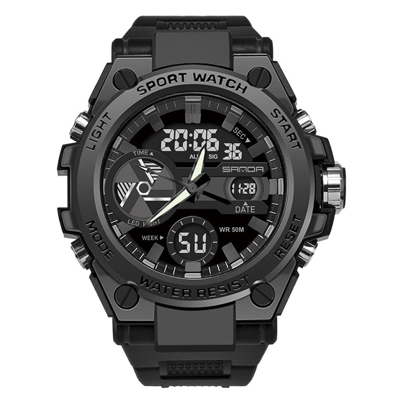 SANDA 3311 estudiante masculino tendencia de la moda juvenil hombres multi-funcional luminoso impermeable reloj electrónico
