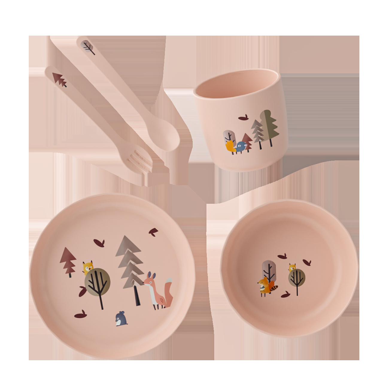 Pequeño juego de plato de comida para niños travieso estilo ins bebé jardín infantil tazón de comida auxiliar plato de comida cuchara tazón taza estudiante