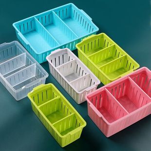 Desktop Plastic Storage Basket Rectangular Box Drawer Partition Kitchen Bathroom Household Storage Snacks Small Nine Velvet