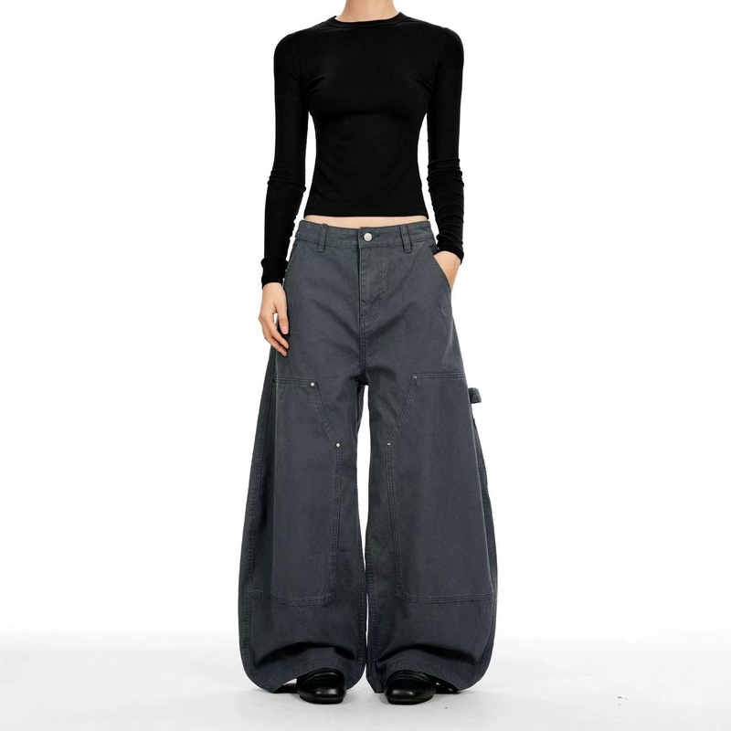 American retro lumberjack workwear casual carpenter pants for men and women, versatile, relaxed, loose, straight-leg trousers American retro lumberjack workwear casual carpenter pants for men and women, versatile, relaxed, loose, straight-leg trousers