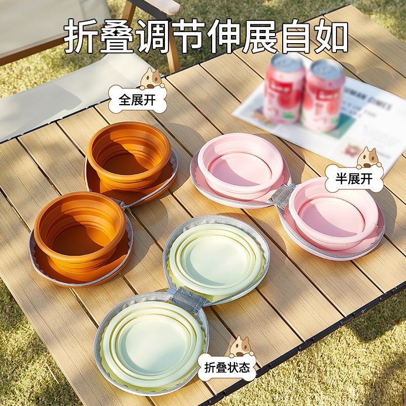 ペット用品、アウトドア用ボウル、シリコン折りたたみボウル、携帯用猫ボウル、犬用ドリンクボウル、ダブルボウル、フードボウル|undefined