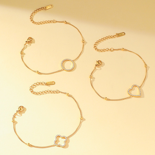Bracelet for women's Japanese and Korean style new love bracelet fashionable zircon handpiece four-leaf flower niche design bracelet