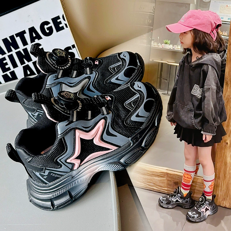 Спортивная обувь для девочек 2024 весна и осень новая мода дышащая сетка детская обувь осенняя мягкая подошва