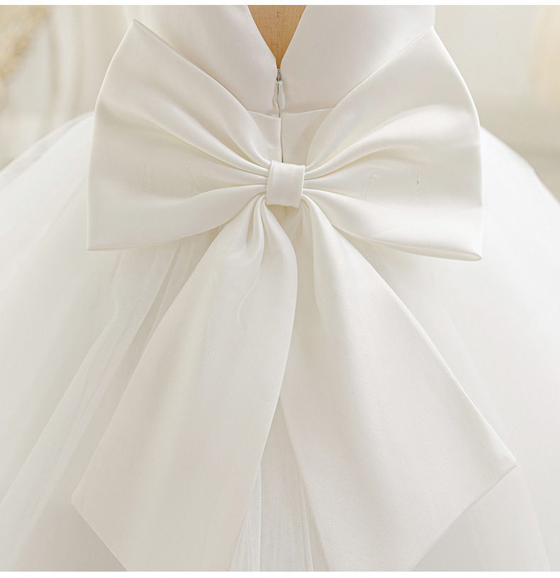Robe de princesse en maille pour bébé fille avec nœud et col v_voghion.com