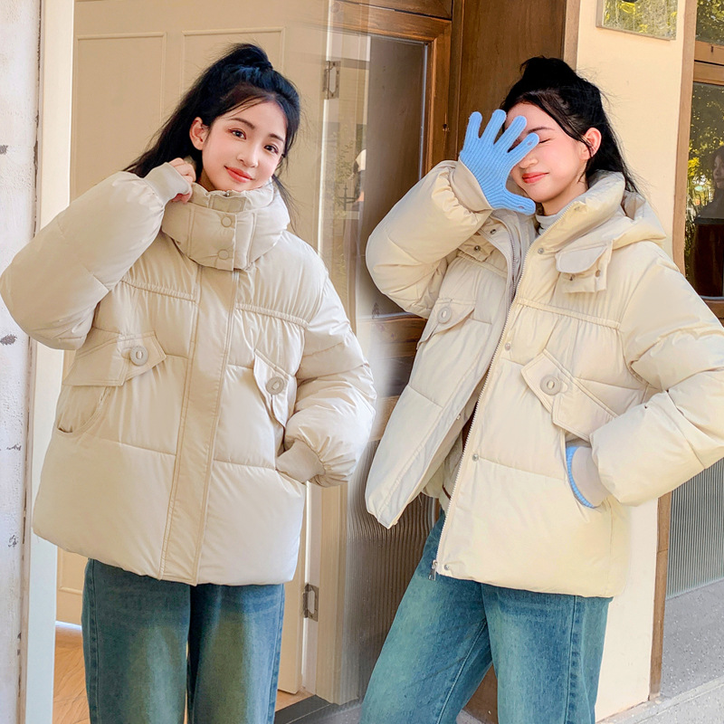 Ropa de pan corta de algodón coreano mujer pequeña gorra de calentamiento casual versátil de algodón mujer chaqueta de invierno image 3