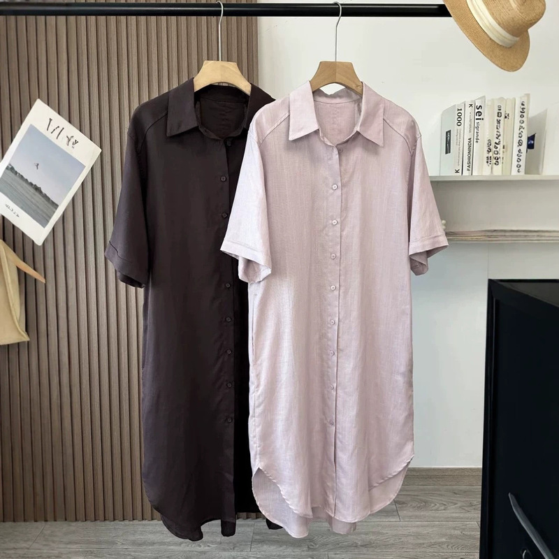 Special offer, no returns or exchanges! Original price 139. CS women's casual fit linen short-sleeve shirt dress, new summer product Special offer, no returns or exchanges! Original price 139. CS women's casual fit linen short-sleeve shirt dress, new summer product