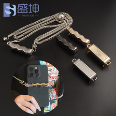 Ins metal phone lanyard wave-style phone clip with adjustable length phone chain wave pattern metal clip
