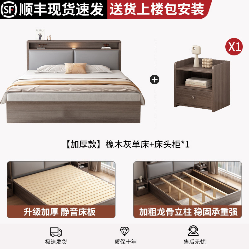 实木床1米8双人床1米5家用榻榻米落地床架简约出租房用地台单人床|undefined